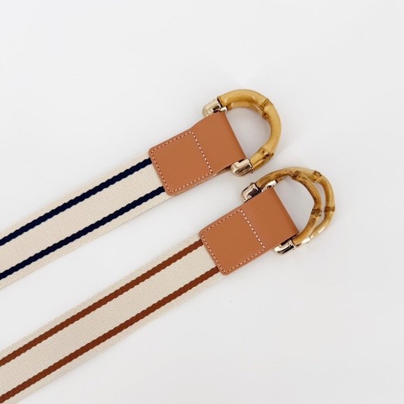 2 J McLaughlin Belts Navy Tan Size Small Bamboo